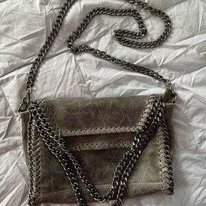 Italian Leather polished gray Falabella style chain bag. NWOT